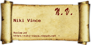 Niki Vince névjegykártya